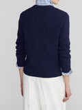 Autumn/Winter Casual Bear Embroidered Round Collar Collar Cotton Knitted Sweater For Adult Women Long-Sleeved Sweater