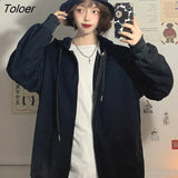 Brick Red Black Gray Hoodies Female Zip-up Tracksuit Autumn Harajuku Cool Street Fashion Women's Sweatshirt