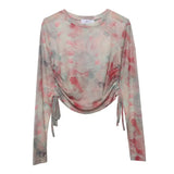 With A Thin-Dyed Sexy Mesh Long-Sleeved Sunscreen T-Shirt With A Short Top
