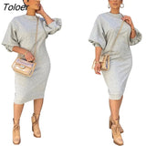 T-shirt Dress Long Lantern Sleeve Casual 2023 Autumn Winter Party Club Wear Dresses High Street Fashion Vestidos