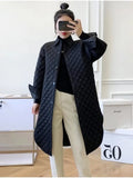 Jacket Women 2022 Parkas Solid Color Lapel Diamond Lattice Irregular Cotton Coat Women's Trench Coat Female Clothing