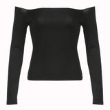 Style Basic Simple Solid Color T-Shirt With Bare Shoulder And Bottom 2023 New Temperament Age-Reducing Blouse-Outfit