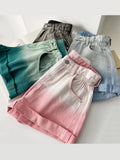 High Waist Gradient Pink Denim Shorts Women Summer 2022 Fashion Green A Line Short Jeans Pink Shorts Jeans