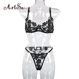 Lace Bra Sets Underwear Backless Vest Sexy Panties Lingerie Padded Bralette Ultrathin Briefs Female Intimate with
