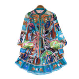 Fair Seaside Vacation V-Neck Broken Flower Dress Women's Summer New Ties With Big Tenders And Fairy