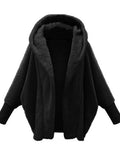 Winter Woman Coat 2022 Very Warm Oversized Cardigan Solid Bat Sleeve Hooded Loose Plush Coats for Women Clothing