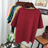 100% Cotton M-4XL T Shirt Solid Color Tshirt Basic Short Sleeve Women's Top Summer Couple O Neck Oversized T