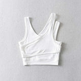 Camis Solid Knit Short Hollow Out Sleeveless Tank Tops Women's Crop Top-Outfit