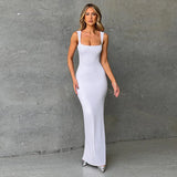 Toloer And Summer 2024 Women's New Temperament Dress French One Word Collar Slim Solid Color