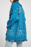 Print Boho Fringe Jacket with