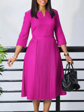 Women's Clothing 2025 Autumn New Fashion Temperament Elegant Solid Color Pressure Folding Large Size African