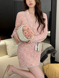 Piece Dress Set Women Casual Y2k Crop Tops + Mini Skirts Korean Knitted Suits Elegant Sweater Dress Office Lady 2022