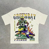Men's T-Shirt Y2K Short-Sleeved Men's Former Dormitory Hip-Hop Loose Letter Printing Handsome Fried Street Round Collar Cotton Oversized T-Shirt-Outfit