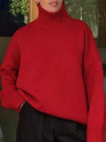 Purple Sweater Women Oversize Pullovers Solid Casual Turtleneck Sweaters Autumn Spring Ladies Jumpers Sweaters For
