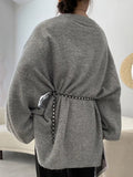 Blue Big Size Knitting Sweater Round Neck Long Lantern Sleeve Women Pullovers New Fashion Tide Autumn Winter 2022