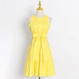 Vintage Tank Dress For Women Round Neck Sleeveless High Waist Loose Solid Mini Dresses Female Summer Clothing