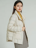 VAREY LIN Winter Women 90% Duck Down Fit Coat Casual Light Feather Jacket Single Breasted Warm Parker Solid Color
