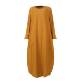 ZANZEA 2022 Kaftan Muslim Maxi Dress Women's Islamic Sundress Long Sleeve Vestidos Female Casual Solid Robe