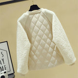 cotton jacket women autumn winter lambswool splice parka plus size loose warm outerwear female cotton-padded jackets