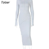 Long Sleeve Hooded Striped Patchwork Design Skinny Maxi Long Dress Autumn Winter Women 6 Color Fashion Casual