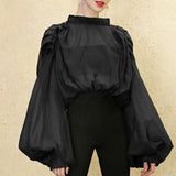 Loose Bandage Shirt For Women Stand Collar Long Sleeve Minimalist Solid Blouses Female 2021 Clothing Korean
