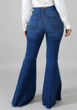 Blue High Waist Bell Bottom Ripped