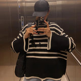 Casual Striped Turtleneck Sweater Oversized Pullover Women Loose Long Sleeve Tops 2021 Fall Winter Knitted Outwear