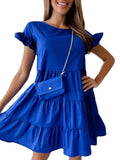 Flared Sleeve Round Neck Irregular Hem