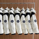Women's Color Contrast Hooded Label In Sleeve Puffer Coat Winter Thickened Silhouette Warm Bread