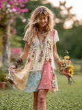 Flower Striped Vest Dress Dress Vacation