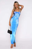 Spring-Summer Women's New Thin Slings With Bra Printed Striped Long Dress