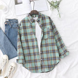 Plaid Shirt Women 2021 New Spring Autumn Womens Tops Loose Design Style Lady Casual Long Sleeve Blouse Clothes