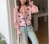 New Spring Style Xiaoxiangfeng Love Hollow Knitted Cardigan Women's French Gentle Aging Loose Long-Sleeved Blouse-Outfit