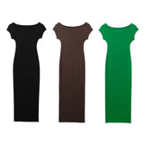 New Fitting Solid Color Medium And Long Version Knitted Dress 2335175-Outfit