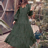 Autumn Sundress Casual Puff Sleeve Tunic Vestidos Floral Print Robe ZANZEA 2021 Fashion Ruffle Maxi