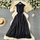 Retro Romantic Atmosphere Feel Sleeveless Dress Women's Lace Mesh Design Super Fairy Temperament Long