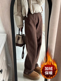 Jeans Women Plus Velvet Thick 2025 Autumn And Winter High-Waisted Narrow Version Of Straight Trousers Small Drag Broad Leg