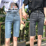 2023 Women's Denim Shorts Summer Bodycon Biker High Waisted Short Pants Woman Streetwear Knee Length Jean Shorts