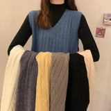 and Autumn Models 2021 New Women's Sweater White V-neck Vest Vest Sweater Sweater Loose Short Outer Jacket