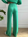 Women Turtleneck Knitted Sweater Set Casual Solid Sweater High Waist Wide Leg Pant Suit 2022 Autumn Fashion Lady Knitwear