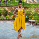 Bowknot Sling Irregular Hem Dress 2021 Summer New Beach Casual Mid-Length
