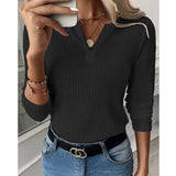 new V-neck long-sleeved waffle mesh long-sleeved shirt top for