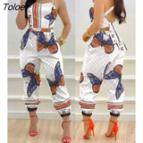 Jumpsuits Elegant 2023 Jumpsuits Sexy V-neck Sleeveless Printed Jumpsuit New Fashion with Belt Vest Playsuit