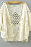 Embroidery Summer Blouse 2023 Loose Butterfly Bat Sleeve Lace Shirt Woman Hollow Solid Fashion Women Blouses Tops