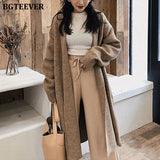 Stylish Chic Oversized Knitted Cardigans for Women V-neck Soft Warm Loose Female Sweater Cardigans Autumn Winter