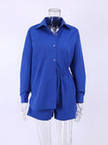 Classy Linen Shorts Sets Fashion Two Piece Womens Outifits Oversized Shirts And Shorts Sets Summer Matching Set