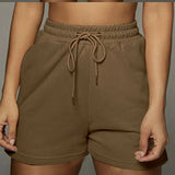 Solid Sportswear 2 Two Piece Sets Women 2021 Crop Top And Drawstring Shorts Matching Suits Summer Athleisure Outfits