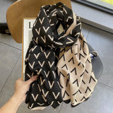 Spring And Autumn Imitation Cashmere Shawl Silk Scarf With Warm Tassel Geometric
