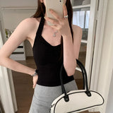 Sexy Hot Girl Hangs The Neck Suspenders The Vest The Female Summer New Design Feeling Wrinkles The Waist To Show The Thin Inside Wears The Jacket-Outfit