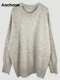 Women Autumn Solid Knitted Sweater Basic O Neck Cashmere Sweater Female Batwing Long Sleeve Loose Jumpers Casual